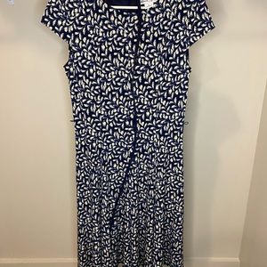 Blue and tan Dress- size 6- belted